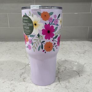 GARDEN FRESH Lavender Pink 30oz Stainless Steel Tumbler Lid OCS Designs NEW